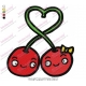 Cartoon Jujube Fruit in Love Embroidery Design